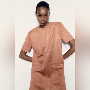 Zara Faux Suede Dress Small NWT